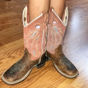 Girls boots size 1 leather cowgirl cowboy